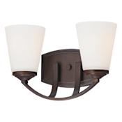 Minka Lavery Overland Park 2 Light 13" Wide Vantage Bathroom Vanity Light with Etched Glass Shades Vintage Bronze