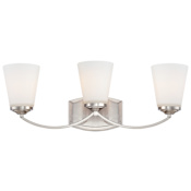Minka Lavery Overland Park 3 Light 23" Wide Vantage Bathroom Vanity Light with Etched Glass Shades Brushed Nickel