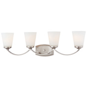 Minka Lavery Overland Park 4 Light 30-1/2" Wide Vantage Bathroom Vanity Light with Etched Glass Shades Brushed Nickel