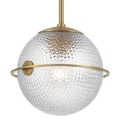 Minka Lavery Luniva 9" Wide Mini Pendant with Clear, Waffle Glass Shade Legacy Brass