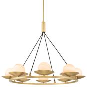 Minka Lavery Olenne 8 Light 42" Wide Chandelier with Etched Amber Swirl Glass Shades Legacy Brass
