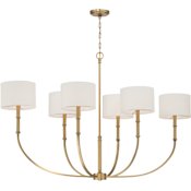 Minka Lavery Molvene 6 Light 48" Wide Linear Chandelier with Linen Shades Legacy Brass