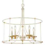 Minka Lavery Westchester County 5 Light 25" Wide Taper Candle Chandelier Farm House White with Gilded Gold