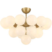Minka Lavery Lunara 19 Light 28" Wide Waterfall Chandelier with Frosted Glass Shades Legacy Brass