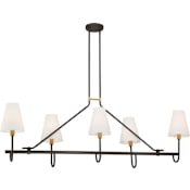 Minka Lavery Bellforge 5 Light 51" Wide Linear Chandelier with Linen Shades Legacy Brass