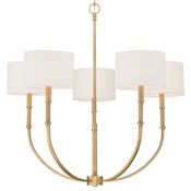 Minka Lavery Molvene 5 Light 33" Wide Chandelier with Linen Shades Legacy Brass