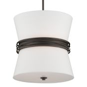 Minka Lavery Dalvor 3 Light 14" Wide Pendant with Linen Shade Dark Bronze