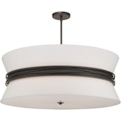 Minka Lavery Dalvor 6 Light 36" Wide Pendant with Linen Shade Dark Bronze