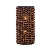 Minka Lavery Beaudelle 2 Light 18" Tall Wall Sconce with Wood Bead Shade Dark Bronze
