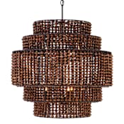 Minka Lavery Beaudelle 9 Light 30" Wide Wood Pendant with Wood Bead Shade Dark Bronze