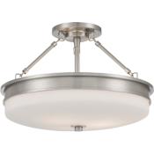 Minka Lavery Halora 3 Light 15" Wide Semi-Flush Bowl Ceiling Fixture with Etched Opal Glass Shade Brushed Nickel