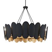 Minka Lavery Vailen 12 Light 36" Wide Multi Light Pendant Dark Matte Black / Textured Gold