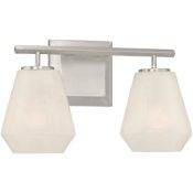 Minka Lavery Siena 2 Light 14" Wide Vanity Light with Alabaster Glass Shades Brushed Nickel
