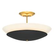 Minka Lavery Bax 3 Light 19" Wide Semi-Flush Bowl Ceiling Fixture Sand Coal / Soft Brass