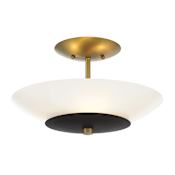 Minka Lavery Bax 3 Light 14" Wide Semi-Flush Mount Ceiling Fixture Sand Coal / Soft Brass
