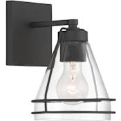 Minka Lavery Lorenth 9" Tall Bathroom Sconce with Clear Glass Shade Dark Matte Black