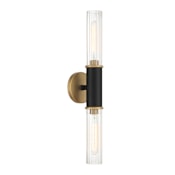 Minka Lavery Stamford 2 Light 24" Tall Wall Sconce Dark Matte Black / Legacy Brass