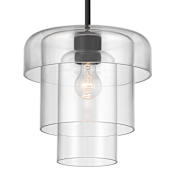 Minka Lavery Velique 11" Wide Pendant with Layered Clear Glass Shades Dark Matte Black