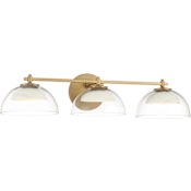 Minka Lavery Halwynd 3 Light 25" Wide LED Vanity Light with Glass and Cement Shades Legacy Brass