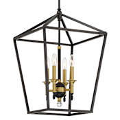 Minka Lavery Townhall 4 Light 16" Wide Taper Candle Pendant Coal / Soft Brass