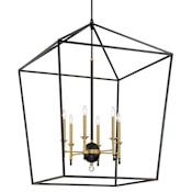 Minka Lavery Townhall 6 Light 32" Wide Taper Candle Pendant Coal / Soft Brass