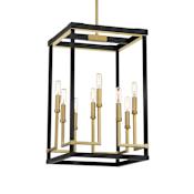 Minka Lavery Union Estates 8 Light 14" Wide Multi Light Pendant Coal / Soft Brass