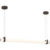 Minka Lavery Sorelle 58" Wide LED Linear Chandelier with Etched, Opal Glass Shade Dark Bronze