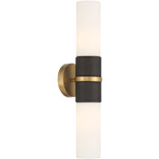 Minka Lavery Linthor 2 Light 23" Tall Wall Sconce with Opal Glass Shades Legacy Brass