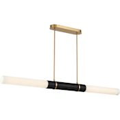 Minka Lavery Linthor 64" Wide LED Linear Chandelier with Opal Glass Shades Legacy Brass