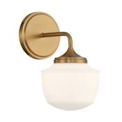 Minka Lavery Cornwell 10" Tall Bathroom Sconce with Opal Glass Shade Aged Brass