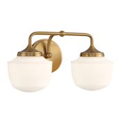 Minka Lavery Cornwell 2 Light 16" Wide Vanity Light with Opal Glass Shades Aged Brass