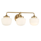 Minka Lavery Cornwell 3 Light 23" Wide Vanity Light with Opal Glass Shades Aged Brass
