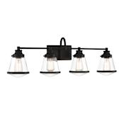 Minka Lavery Mannsdale 4 Light 33" Wide Vanity Light with Clear Glass Shades Coal