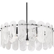 Minka Lavery Oldmill 5 Light 25" Wide Multi Light Pendant with Alabaster Glass Shades Dark Matte Black