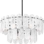 Minka Lavery Oldmill 9 Light 30" Wide Multi Light Pendant with Alabaster Glass Shades Dark Matte Black
