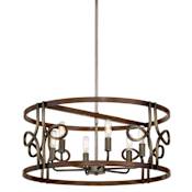 Minka Lavery Yorkville 6 Light 24" Wide Pendant Aged Darkwood / Silver Pati