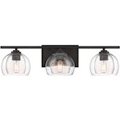 Minka Lavery Glint 3 Light 24" Wide Bathroom Vanity Light with Seedy Glass Shades Dark Bronze