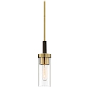 Minka Lavery Ainsley Court Single Light 3-1/4" Wide Mini Pendant with Clear Ribbed Glass Shade Aged Kinston Bronze with Brushed Brass