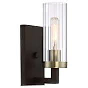 Minka Lavery Ainsley Court Single Light 4-1/2" Wide Bathroom Sconce Aged Kinston Bronze with Brushed Brass