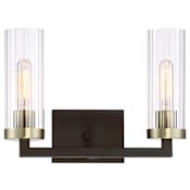Minka Lavery Ainsley Court 2 Light 15" Wide Bathroom Vanity Light Aged Kinston Bronze with Brushed Brass