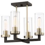 Minka Lavery 4 Light 16" Wide Semi-Flush Ceiling Fixture with Glass Shades from the Ainsley Court Collection Aged Kinston Bronze with Brushed Brass