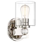 Minka Lavery Studio 5 1 Light 6" Wide Bathroom Sconce with Clear Glass Shade Polished Nickel