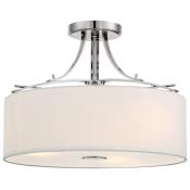 Minka Lavery Poleis 3 Light 16-1/2" Wide Semi-Flush Ceiling Fixture with Fabric Shade Brushed Nickel