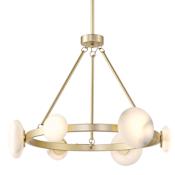 Minka Lavery Zill 6 Light 28" Wide LED Ring Chandelier with Alabaster Stone Shades Lily Gold
