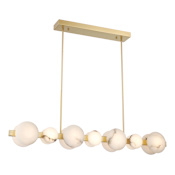 Minka Lavery Zill 14 Light 48" Wide LED Linear Chandelier with Alabaster Shades Lily Gold