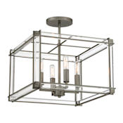Minka Lavery Langen Square 4 Light 15" Wide Semi-Flush Ceiling Fixture Antique Nickel