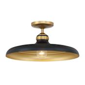 Minka Lavery Crowne 16" Wide Semi-Flush Ceiling Fixture Dark Matte Black / Legacy Brass