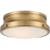 Minka Lavery Purelight 2 Light 15" Wide Flush Mount Bowl Ceiling Fixture with Etched Opal Glass Shade Legacy Brass