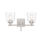 Minka Lavery Antonia 2 Light 17" Wide Vanity Light with Clear Glass Shades Brushed Nickel