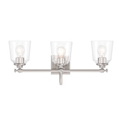 Minka Lavery Antonia 3 Light 25" Wide Vanity Light with Clear Glass Shades Brushed Nickel